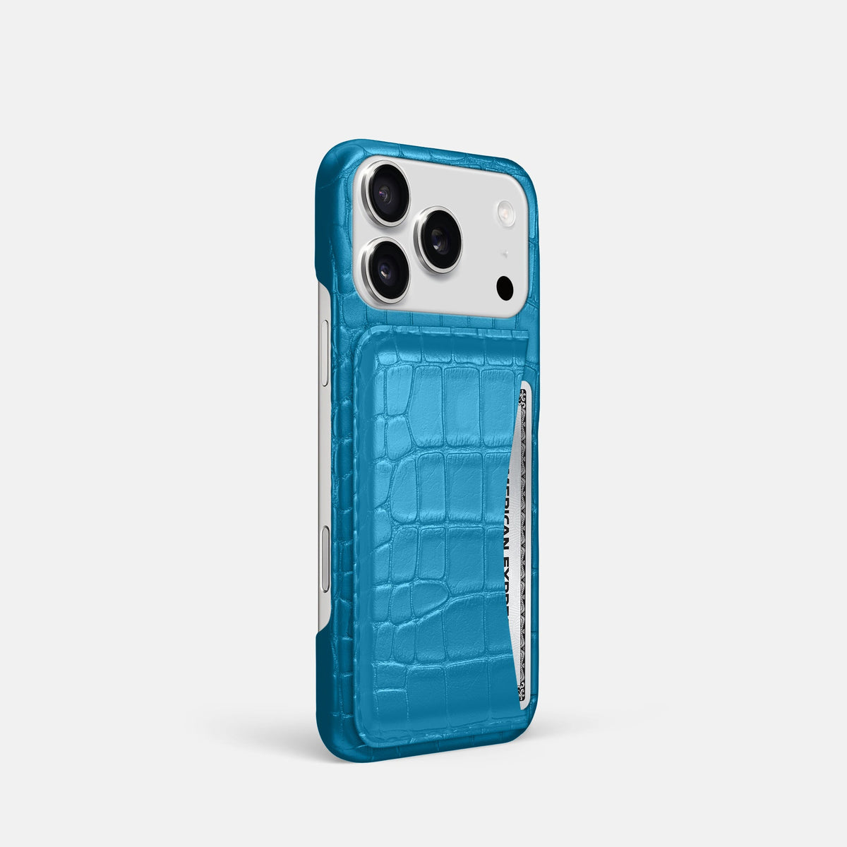 Slim Card Case For iPhone 18 Pro In Alligator -2 | Curaçao-Blue