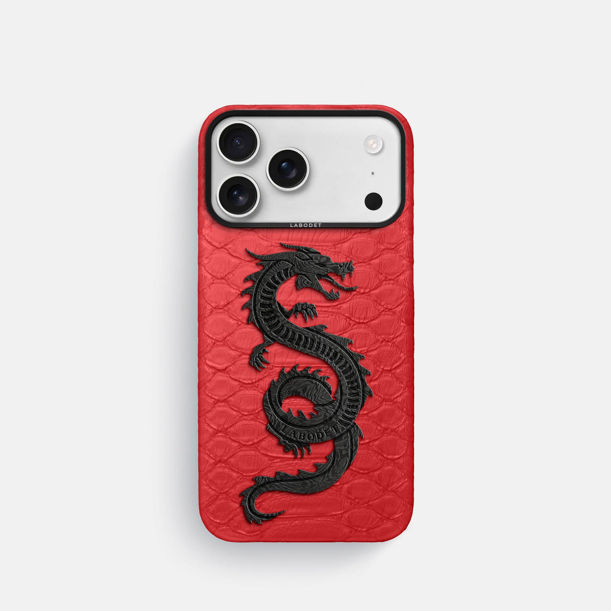 Classic Case With Carbon Dragon For iPhone 18 Pro In Python -1 | Red-Black
