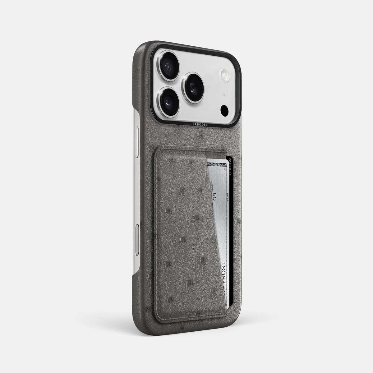 Double Card Case For iPhone 18 Pro Max In Ostrich -2 | Grey-Black