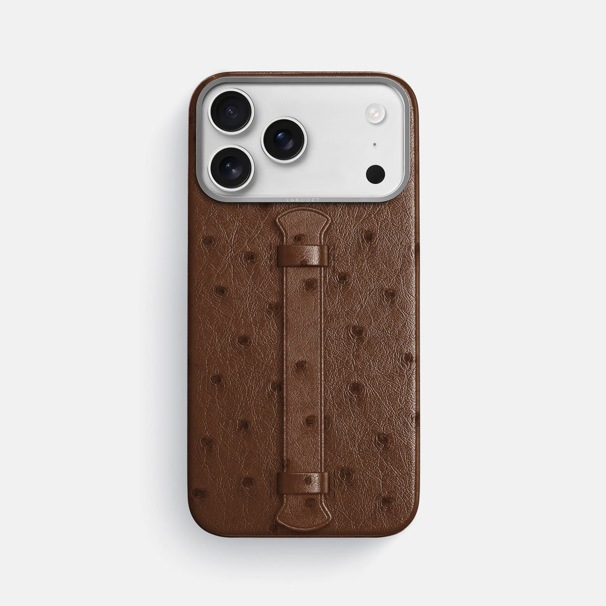 Center Handle For iPhone 18 Pro Max In Ostrich -1 | Chocolate-Steel