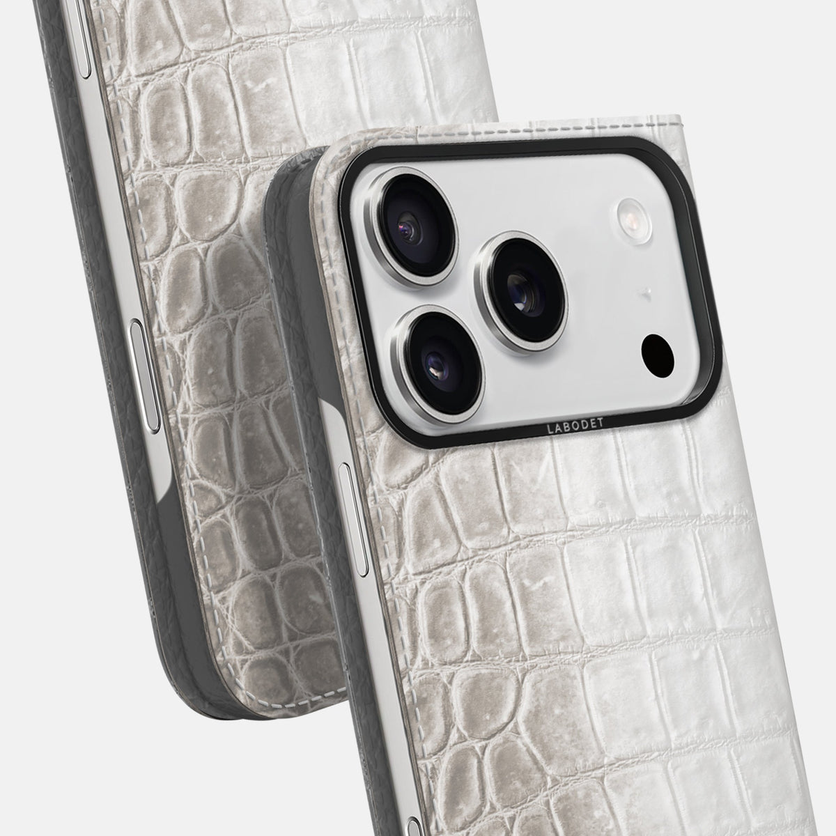 Folio Case For iPhone 18 Pro Max In Himalayan Crocodile -5 | Grey-Black