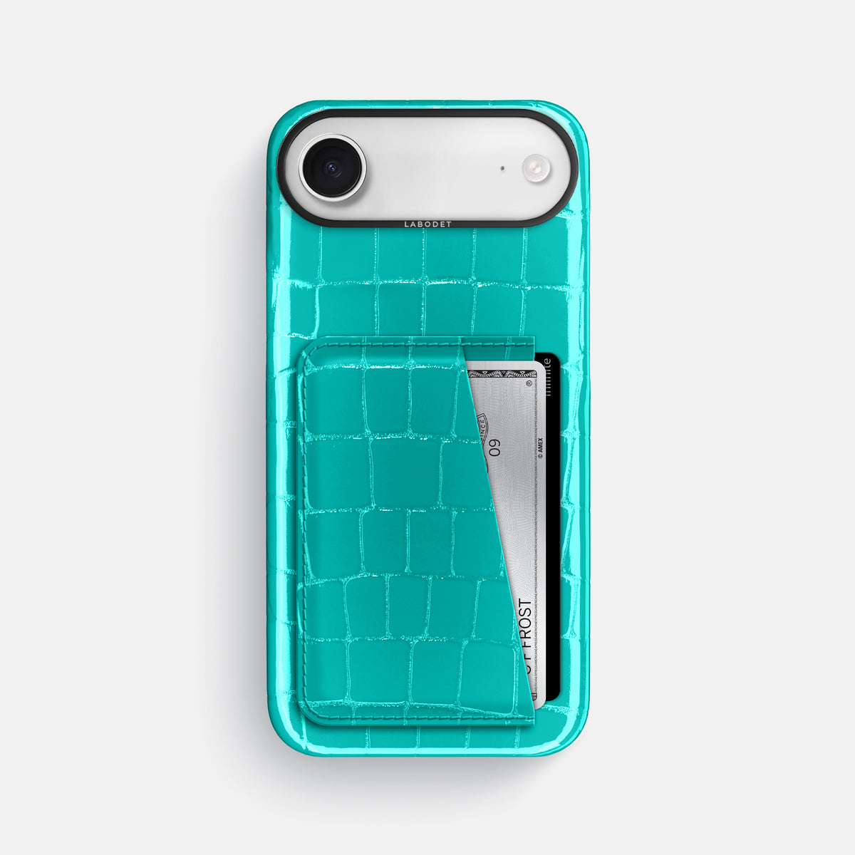 Double Card Case For iPhone 17 Air In Shiny Alligator -1 | Mint-Black