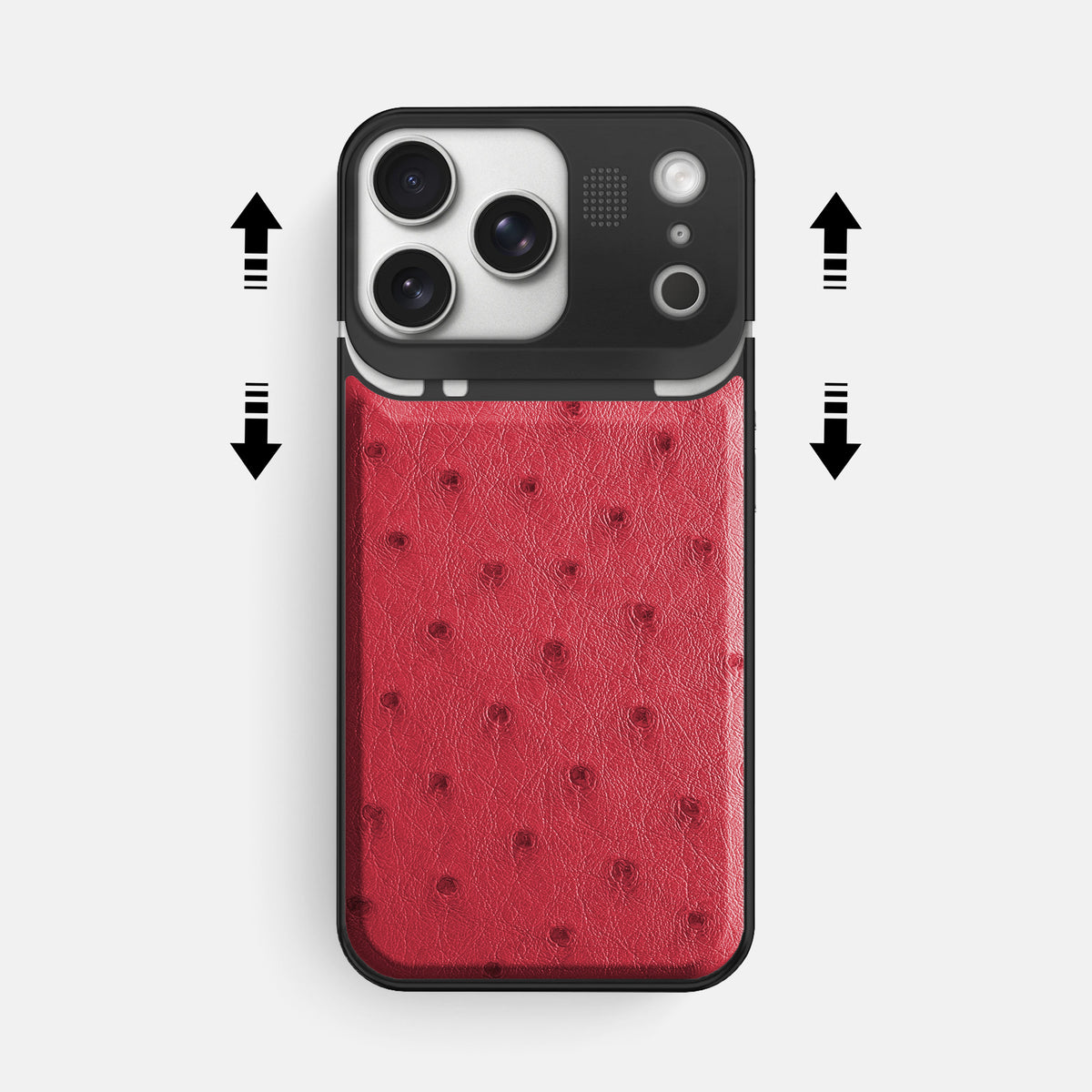Metal Case For iPhone 17 Pro Max In Ostrich -2 | Red-Black