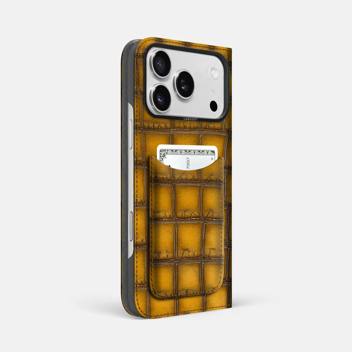Folio Case with Card For iPhone 18 Pro Max In Patina Alligator -1 | Sydney-Black