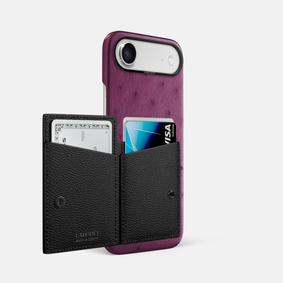 Bi-Fold Case For iPhone 17 Air In Ostrich -2 | Purple-Black