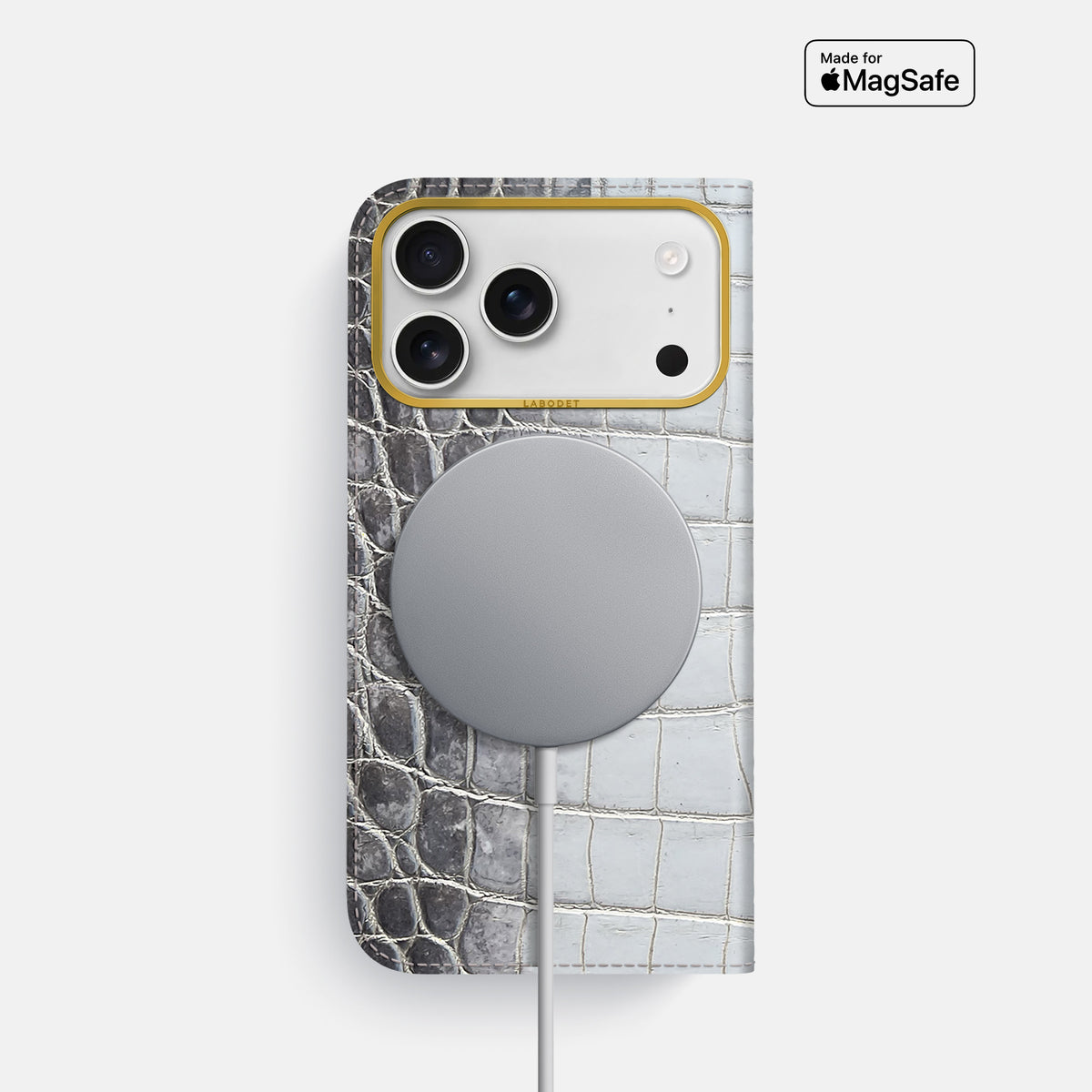 Folio Case For iPhone 17 Pro In Himalayan Crocodile -3 | Silver-Gold