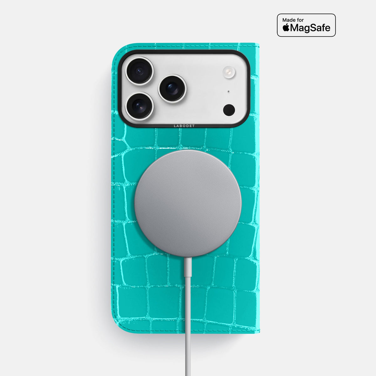 Folio Case For iPhone 18 Pro Max In Shiny Alligator -3 | Mint-Black