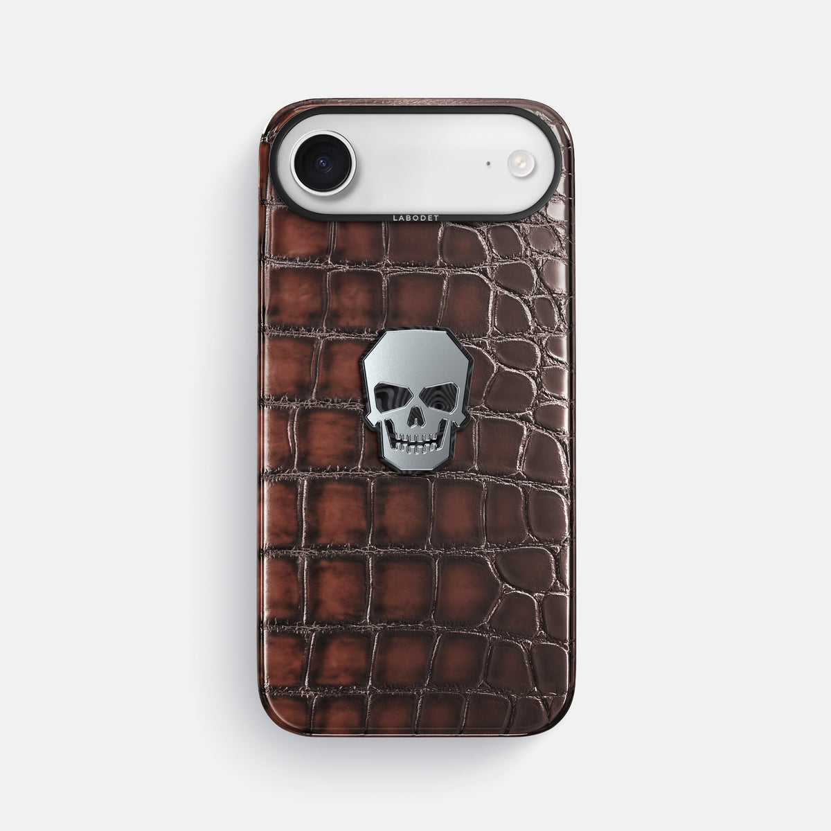 Classic Case With Titanium Skull For iPhone 17 Air In Patina Alligator -1 | Havana-Brown-Black