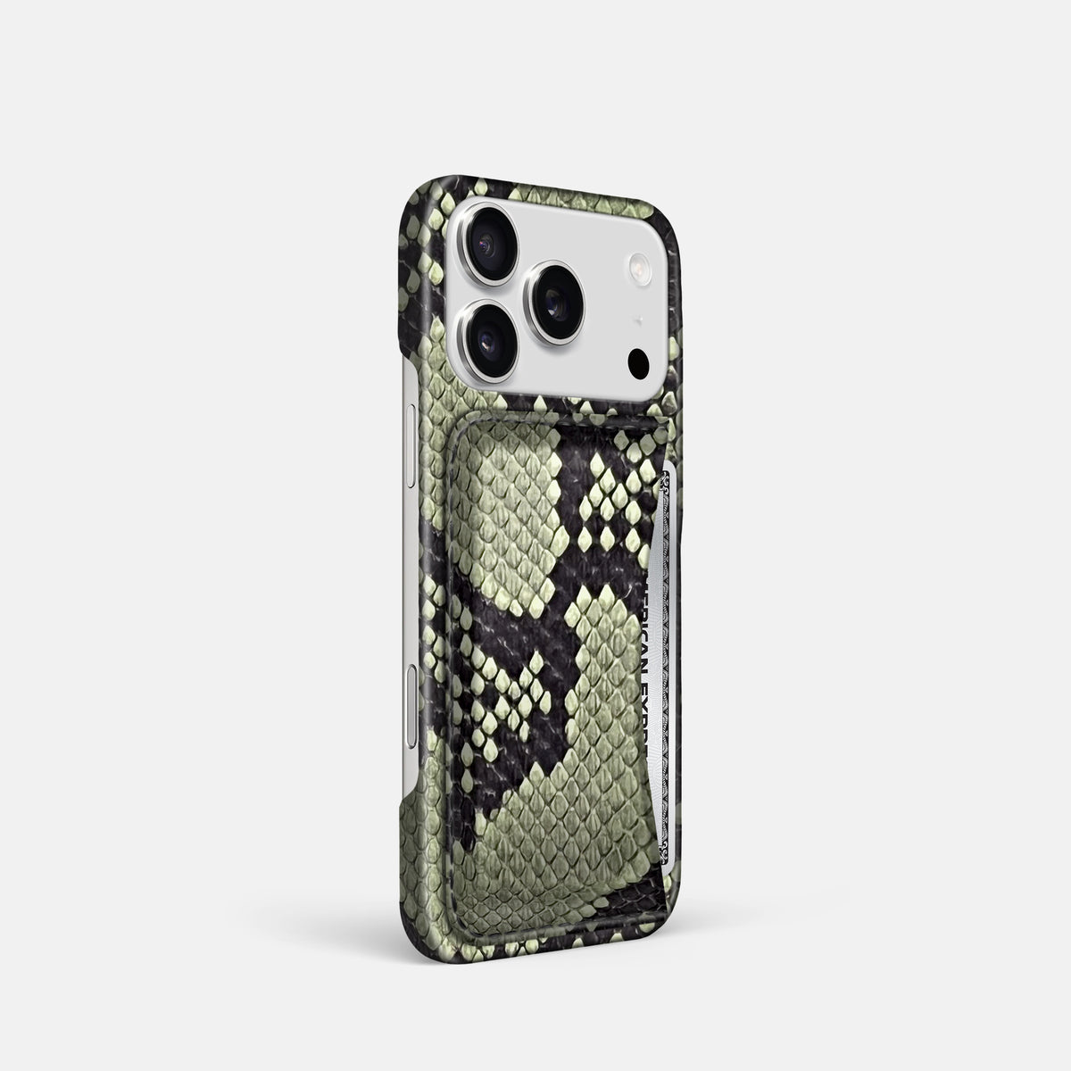 Slim Card Case For iPhone 17 Pro In Deluxe Python -2 | Army-Green