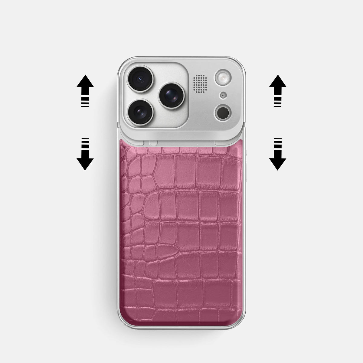 Metal Case For iPhone 18 Pro In Alligator -2 | Pink-Lagoon-Steel