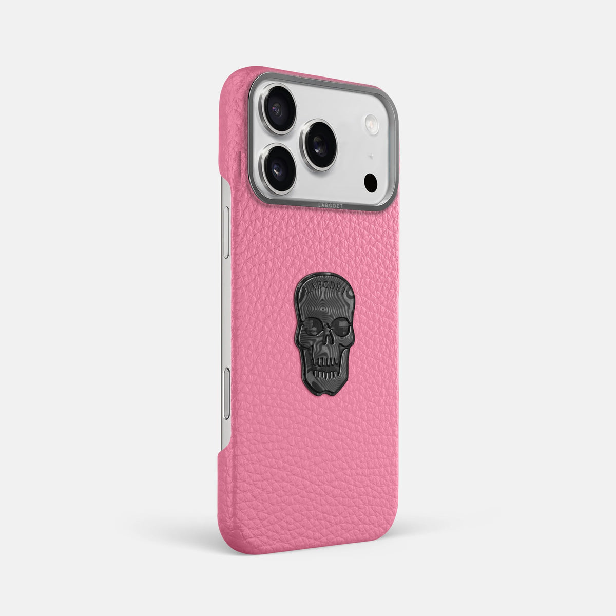 Classic Case With Carbon Skull For iPhone 18 Pro Max In Calf -2 | Pink-Steel