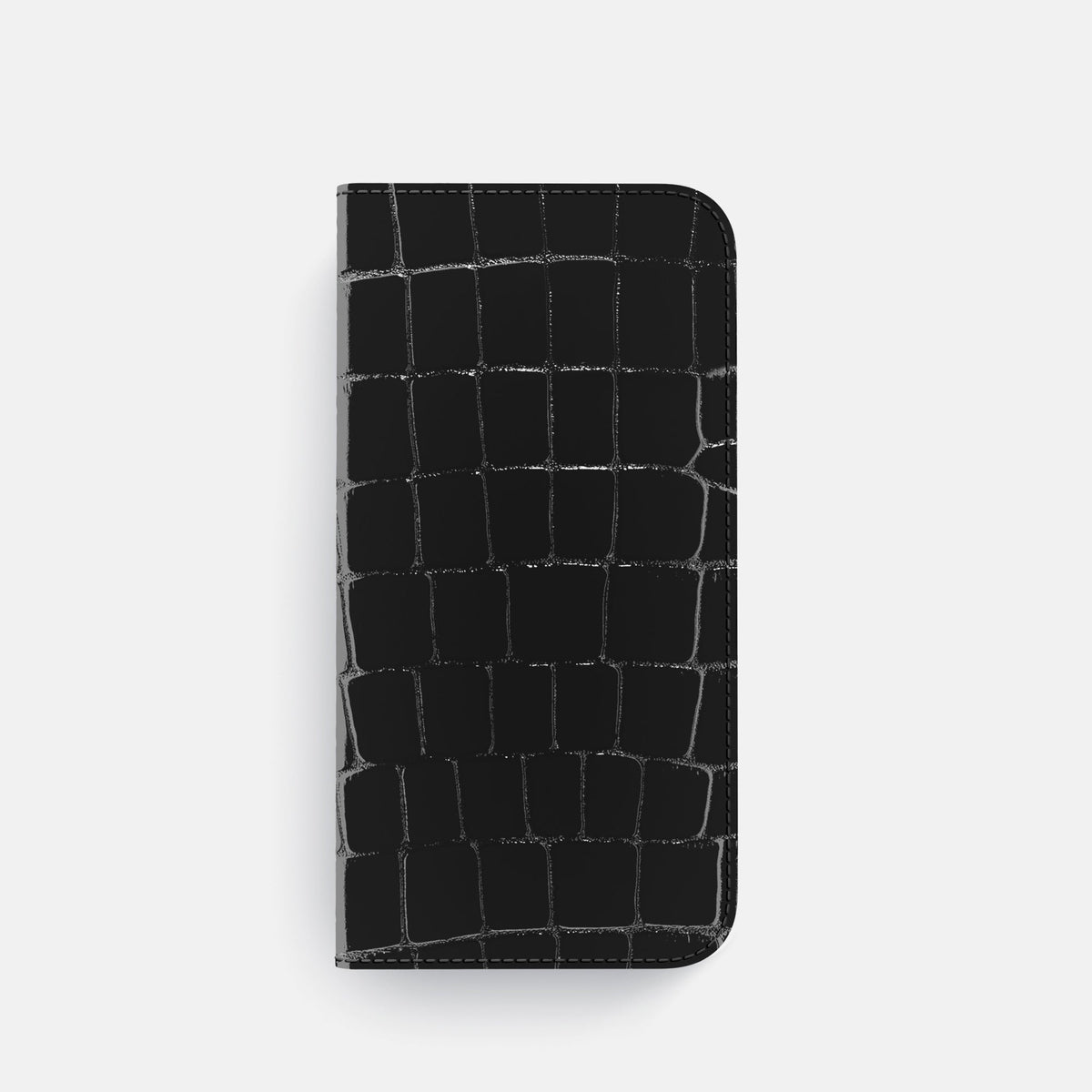 Folio Case For iPhone 18 Pro In Shiny Alligator -4 | Black-Black
