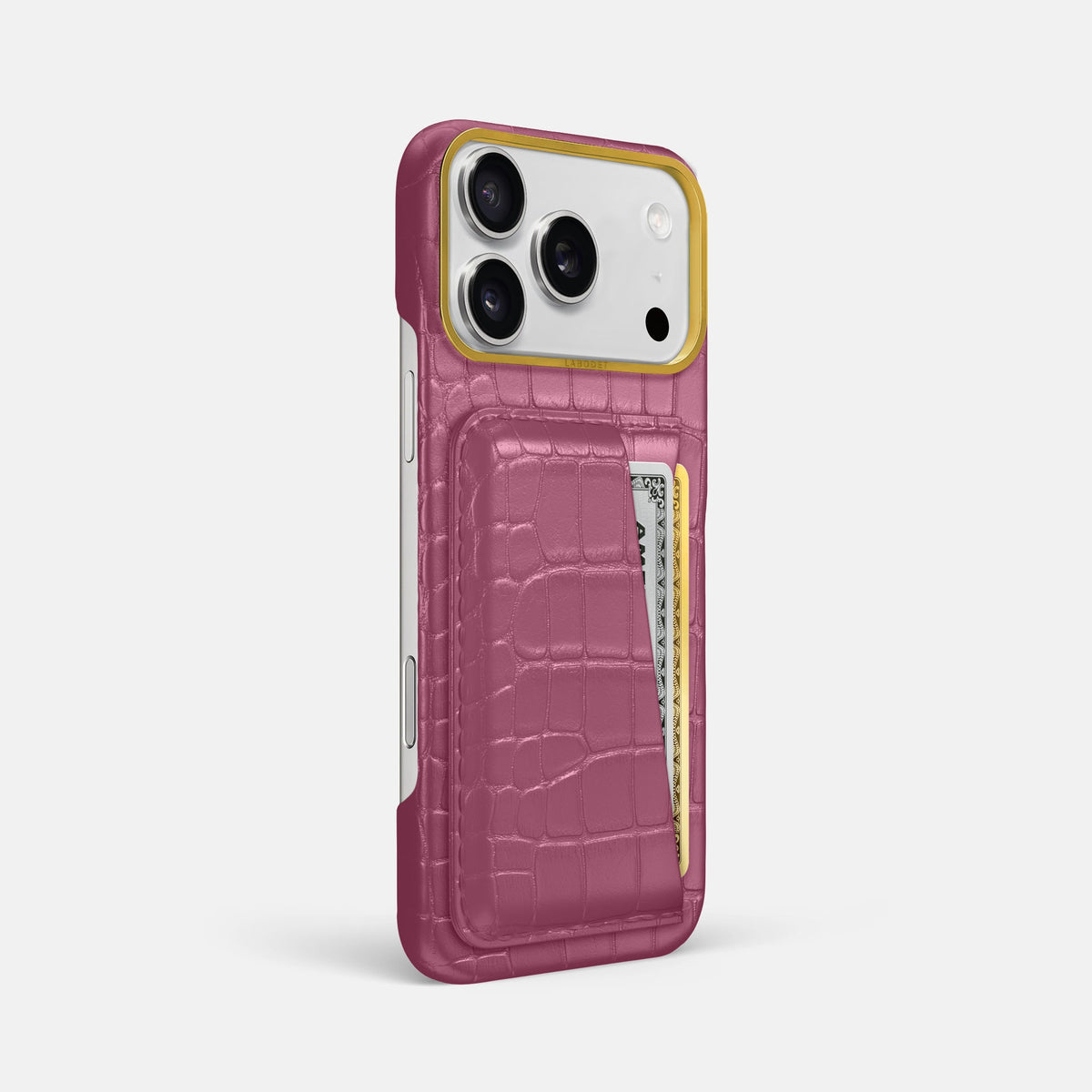 Double Card Case For iPhone 18 Pro Max In Alligator -2 | Pink-Lagoon-Gold