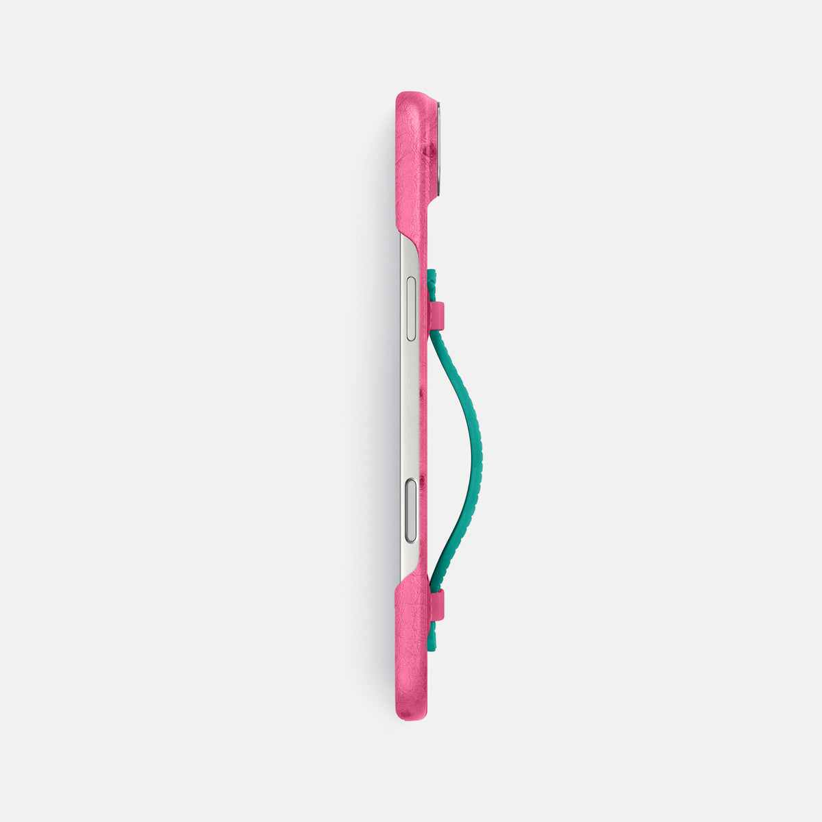 Center Handle Coloré For iPhone 17 Air In Ostrich -2 | Pink-Steel