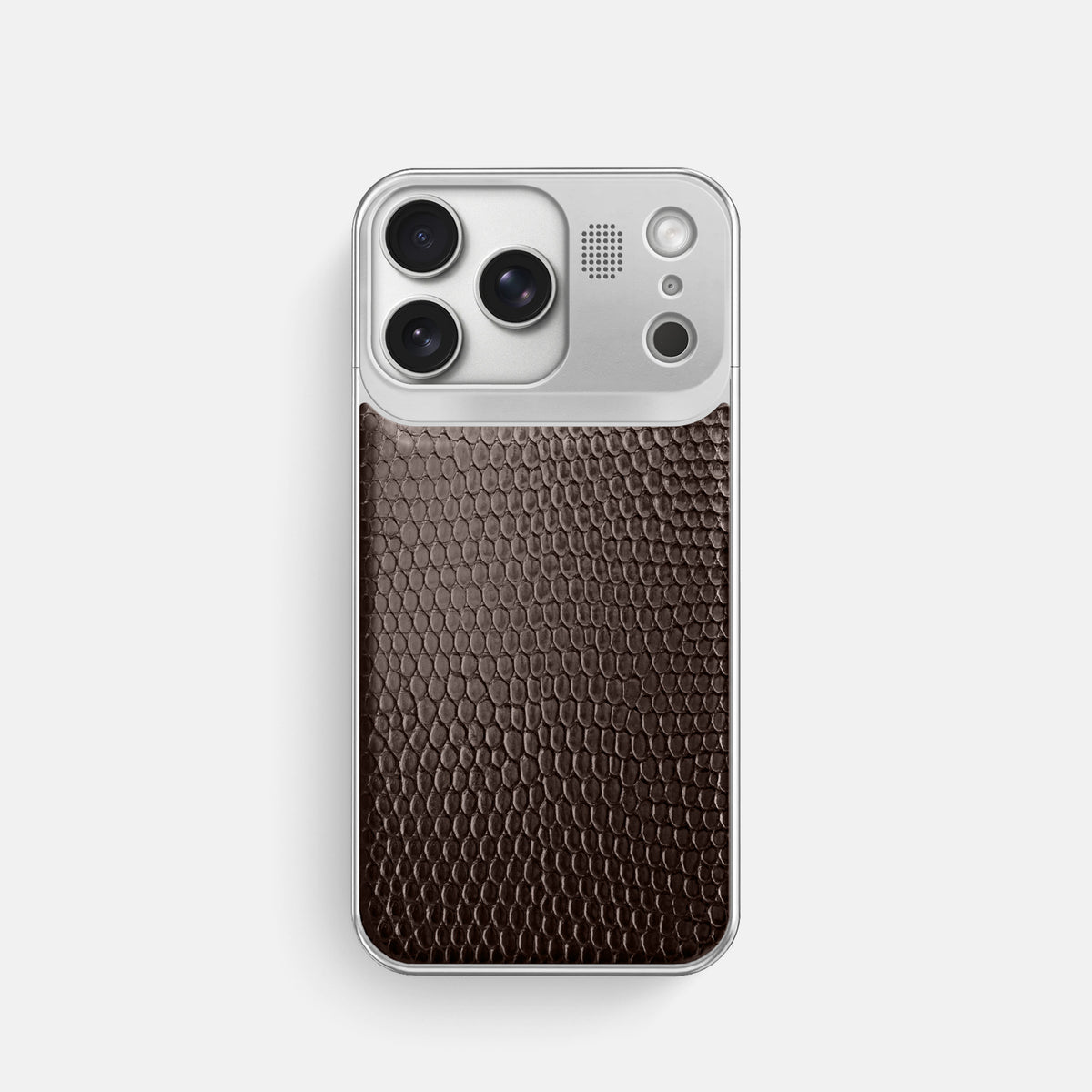 Metal Case For iPhone 17 Pro In Lizard -1 | Brown-Steel