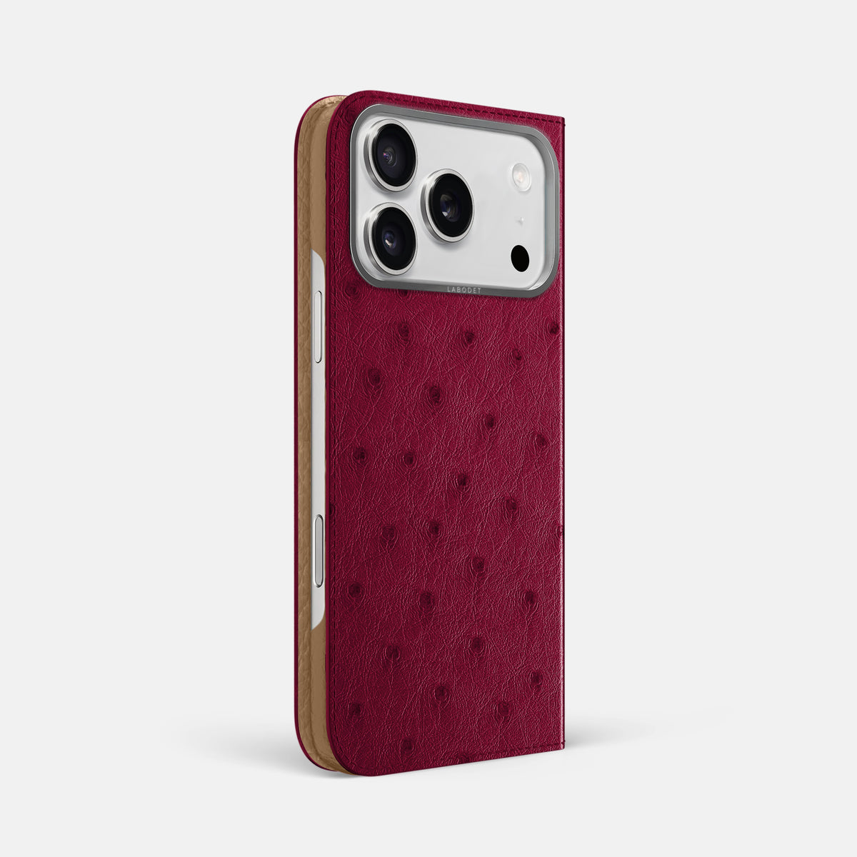 Folio Case For iPhone 17 Pro Max In Ostrich -1 | Bordeaux-Steel