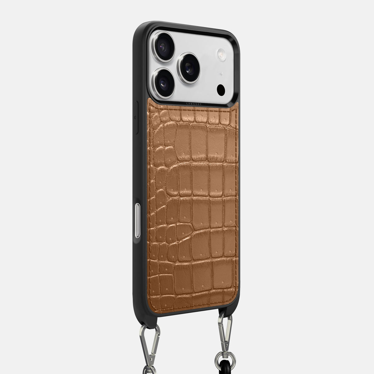 Crossbody Sport Case For iPhone 18 Pro Max In Porosus Crocodile -2 | Milk-Chocolate