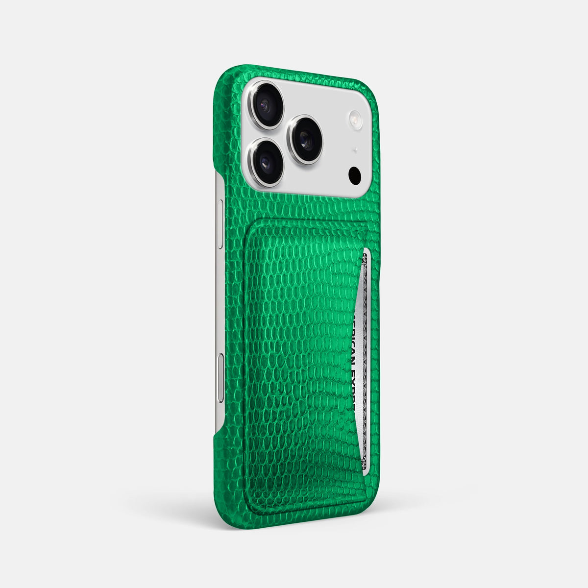 Slim Card Case For iPhone 18 Pro Max In Lizard -2 | Apple-Green