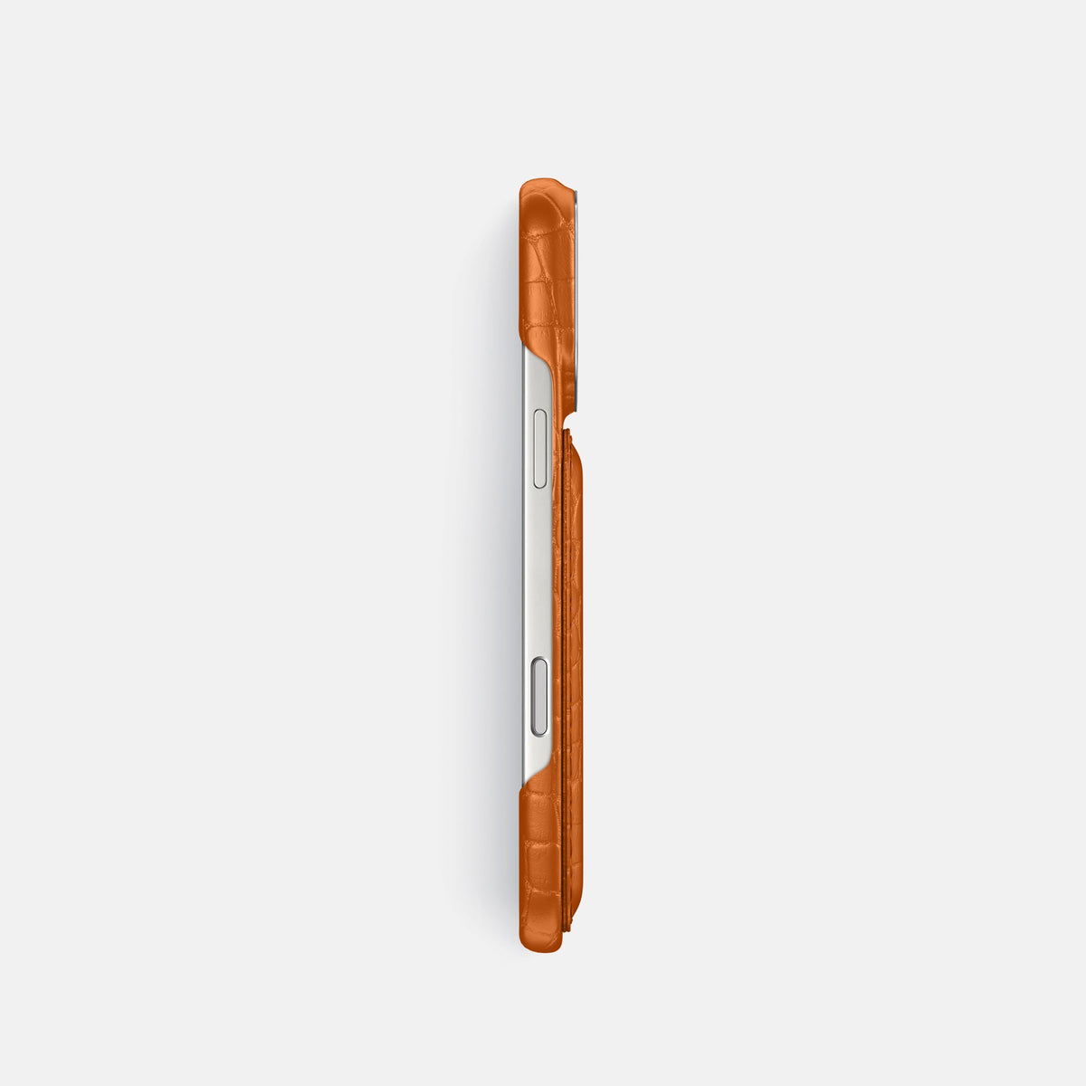 Double Card Case For iPhone 18 Pro In Alligator -3 | Orange-Steel