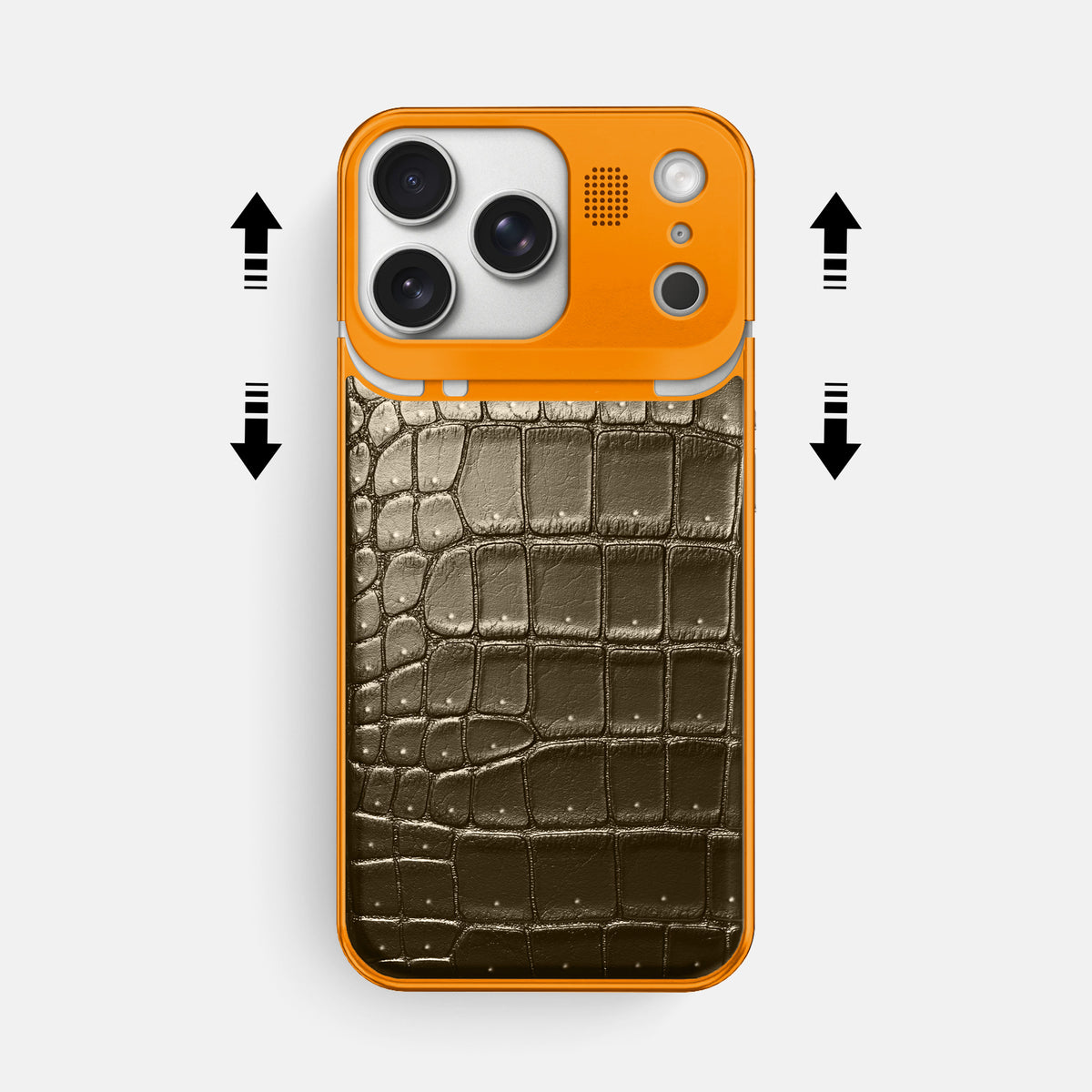 Metal Case For iPhone 17 Pro Max In Porosus Crocodile -2 | Bronze-Orange
