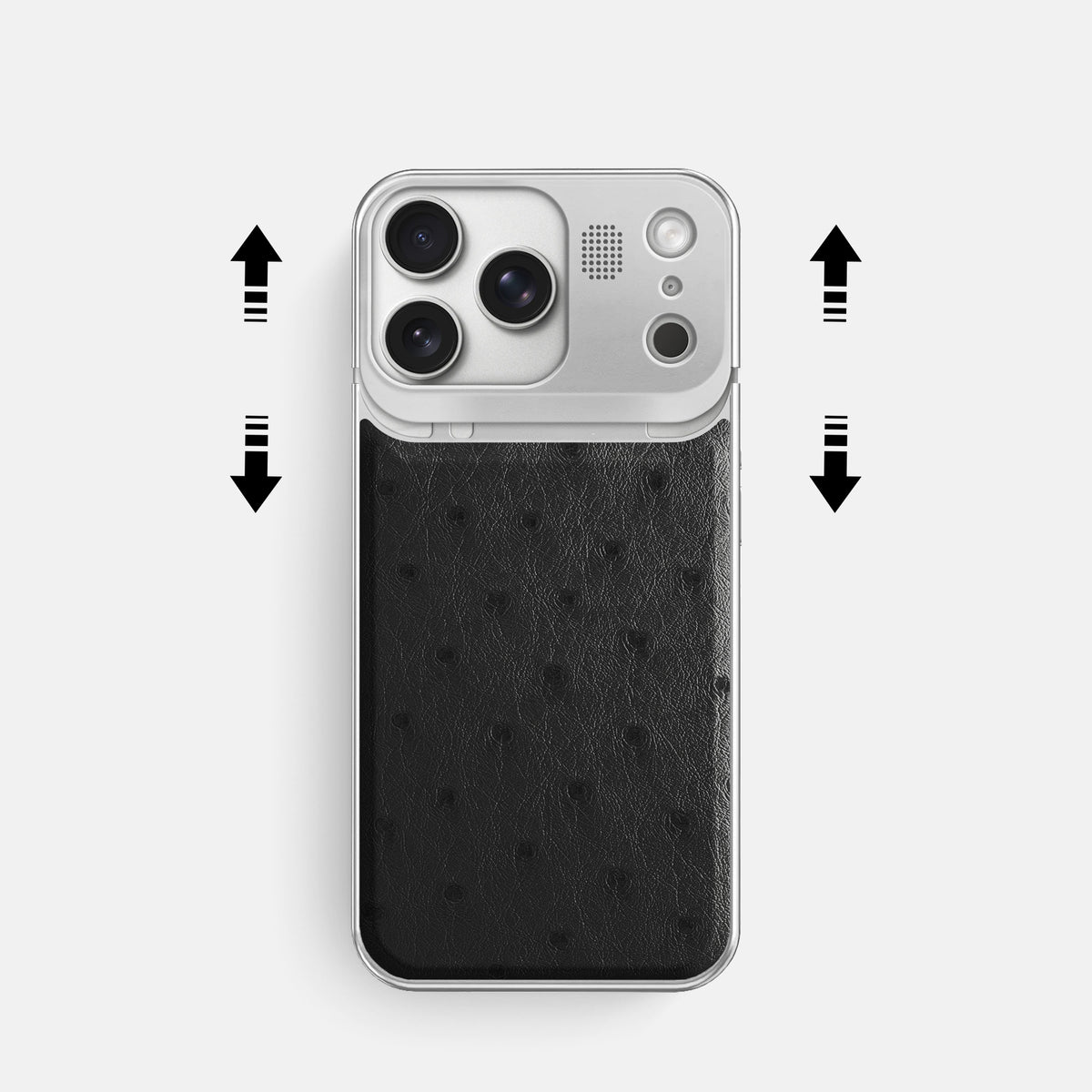 Metal Case For iPhone 17 Pro In Ostrich -2 | Black-Steel