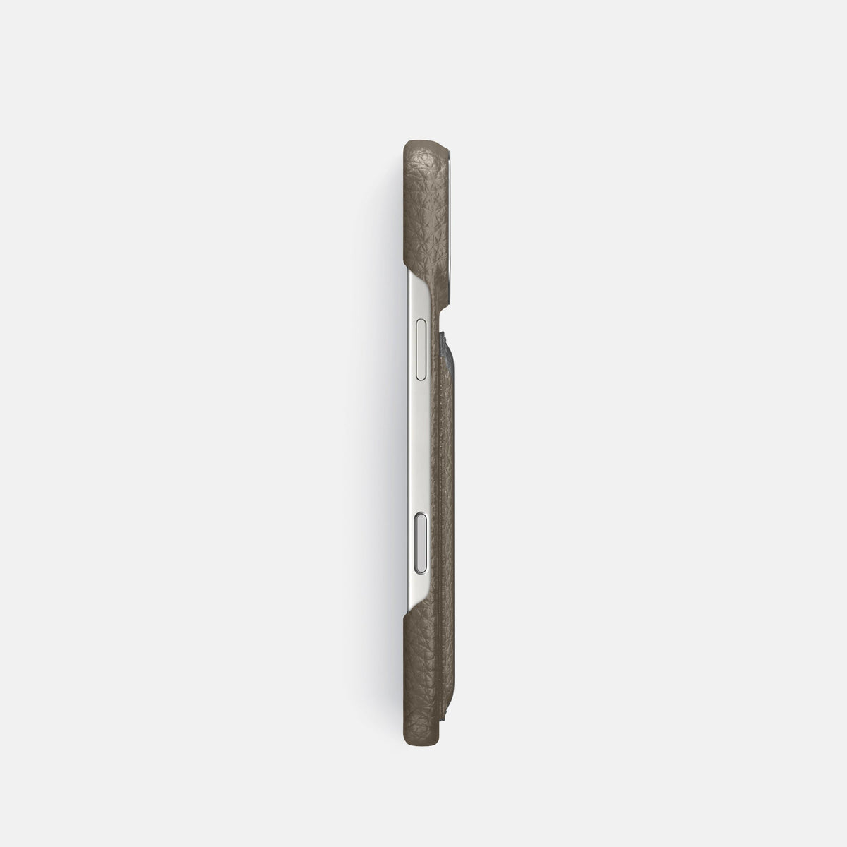 Double Card Case For iPhone 18 Pro In Calf -3 | Taupe-Steel