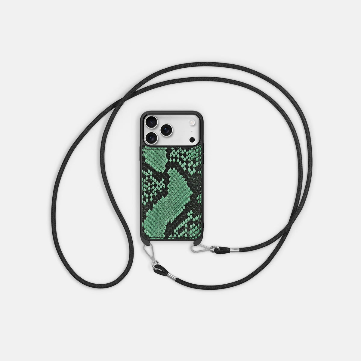 Crossbody Sport Case For iPhone 18 Pro Max In Deluxe Python -5 | Forest-Green