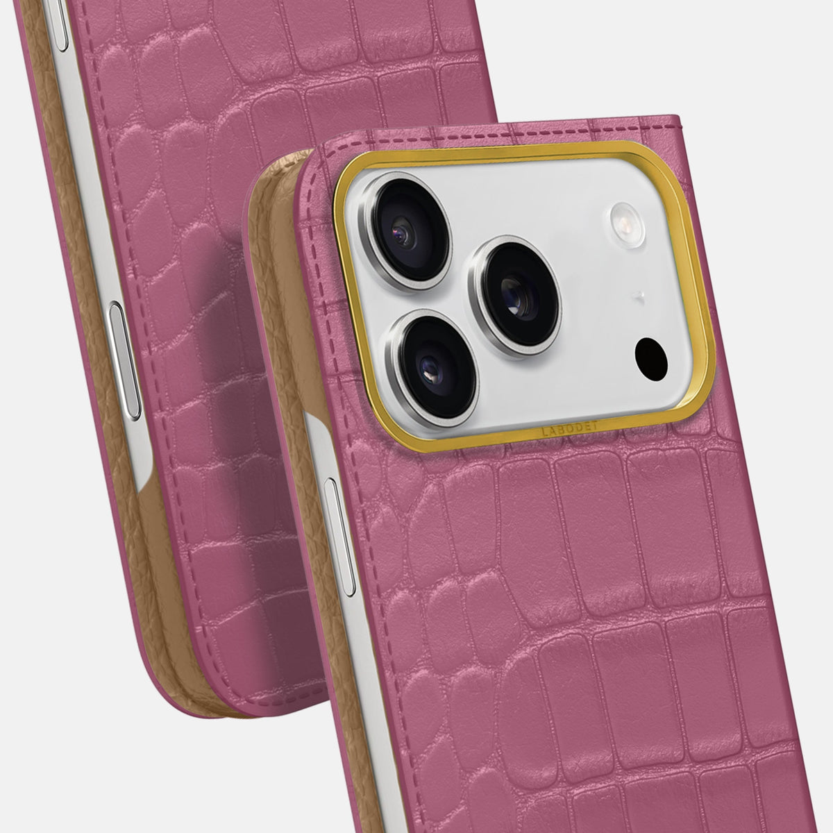 Folio Case For iPhone 18 Pro In Alligator -5 | Pink-Lagoon-Gold