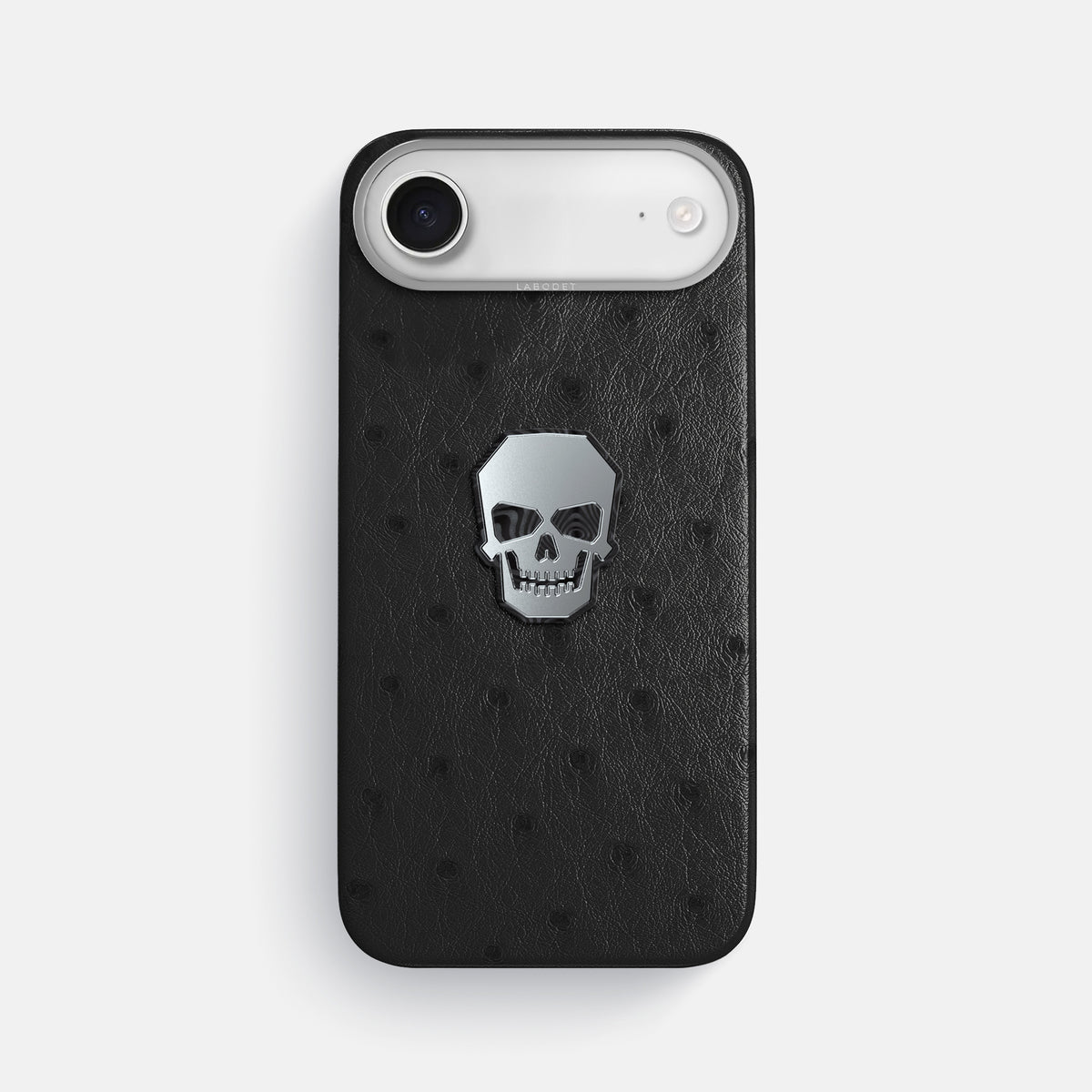 Classic Case With Titanium Skull For iPhone 17 Air In Ostrich -1 | Black-Steel