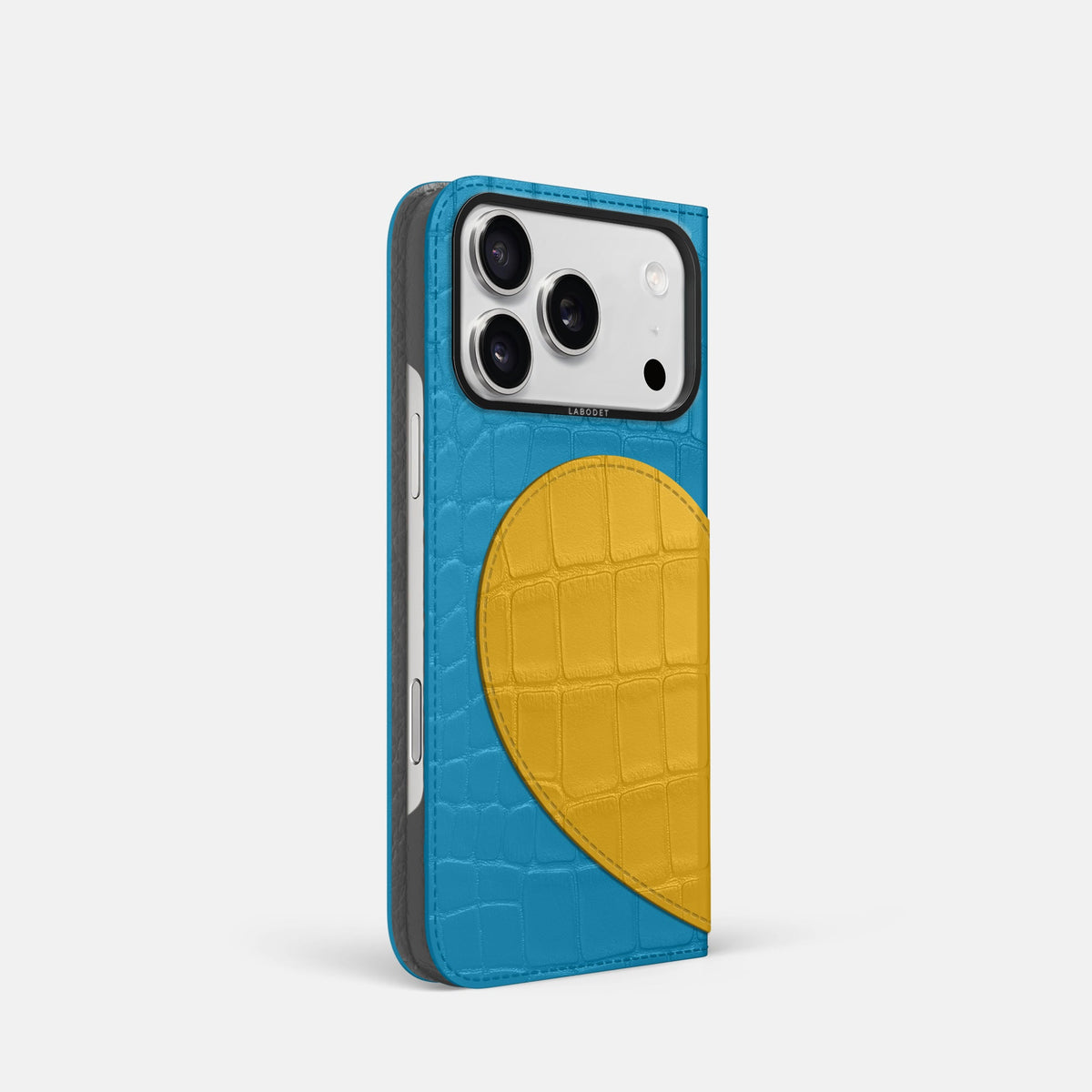 Folio Case With Heart For iPhone 18 Pro In Alligator -1 | Curaçao-Blue-Black