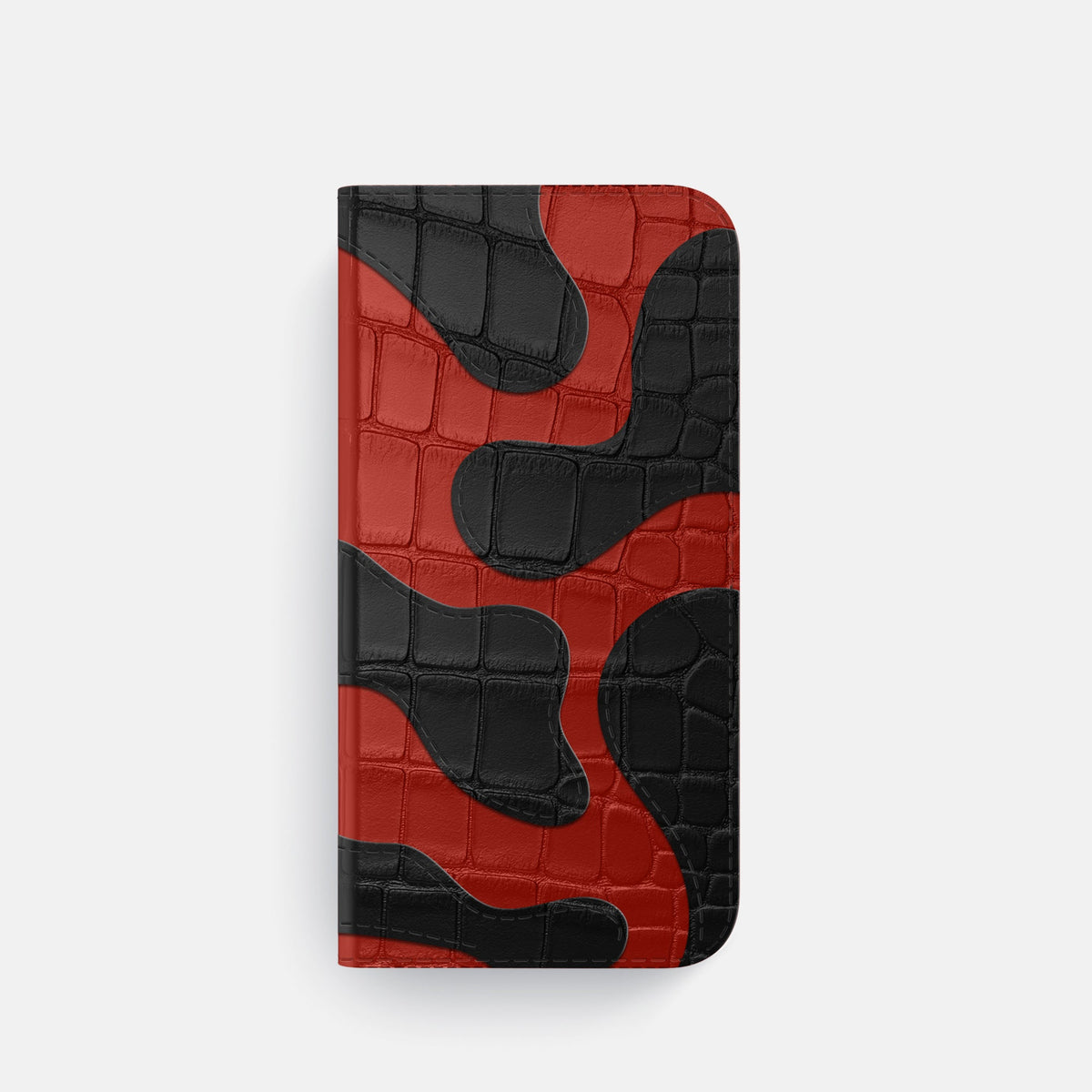 Camouflage Folio For iPhone 18 Pro In Alligator -4 | Red-Steel