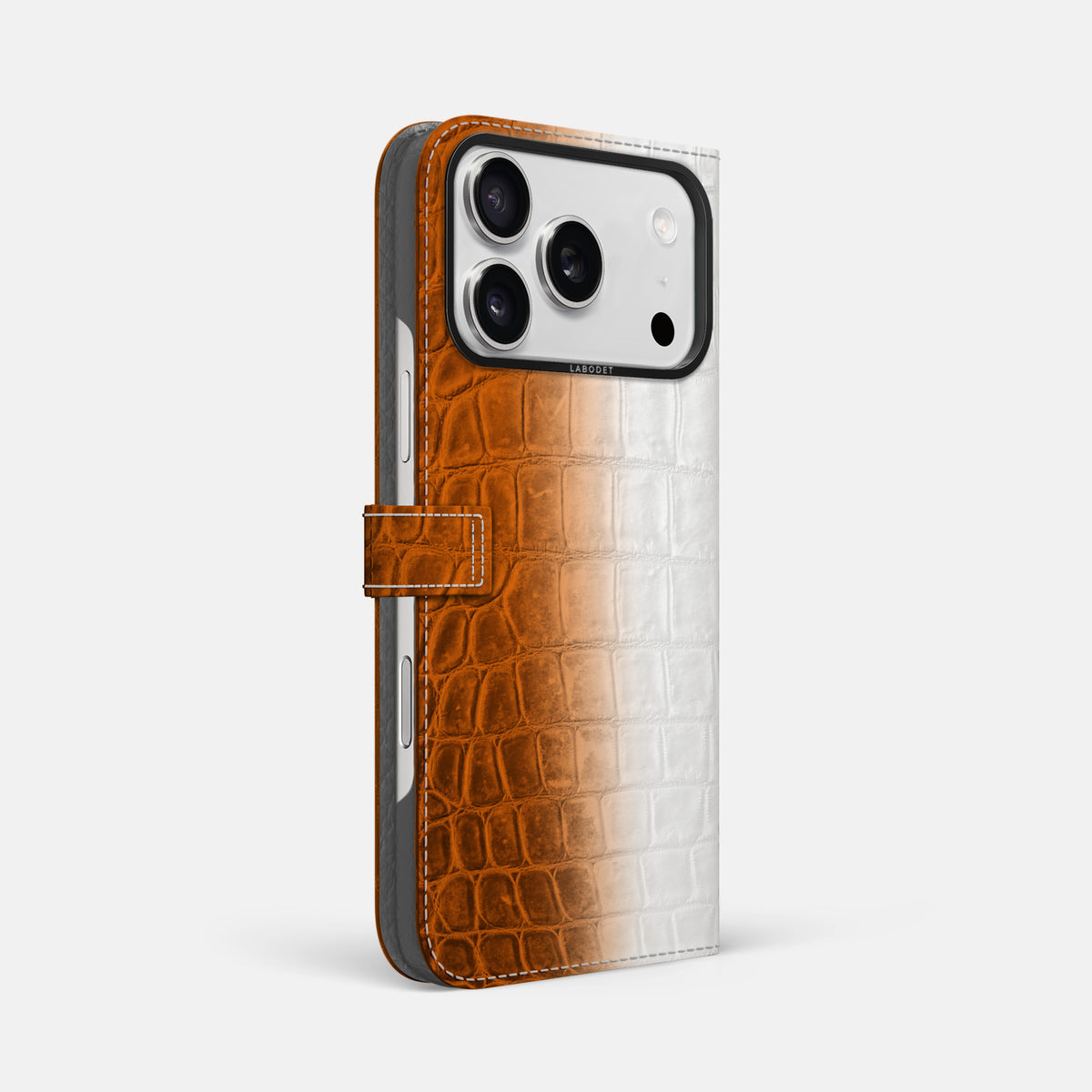 Folio Case with Clasp For iPhone 17 Pro Max In Himalayan Crocodile -1 | Orange-Black