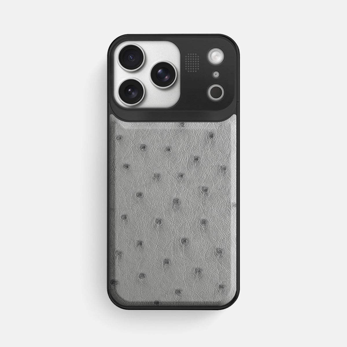 Metal Case For iPhone 17 Pro Max In Ostrich -1 | Silver-Black