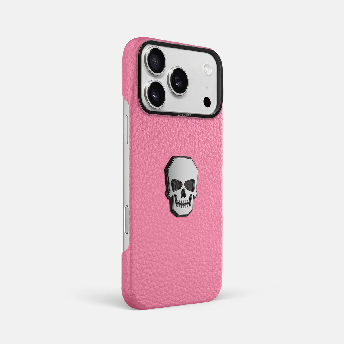 Classic Case With Titanium Skull For iPhone 18 Pro Max In Calf -2 | Pink-Black