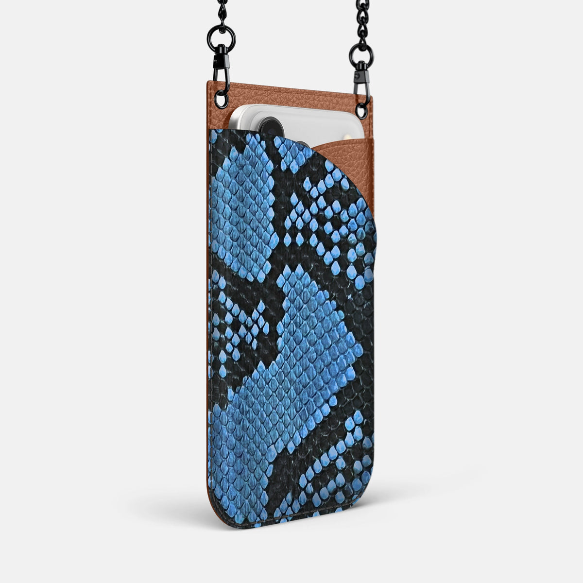 Crossbody Bag For iPhone 18 Pro Max In Deluxe Python -2 | Blue-Jeans-Black