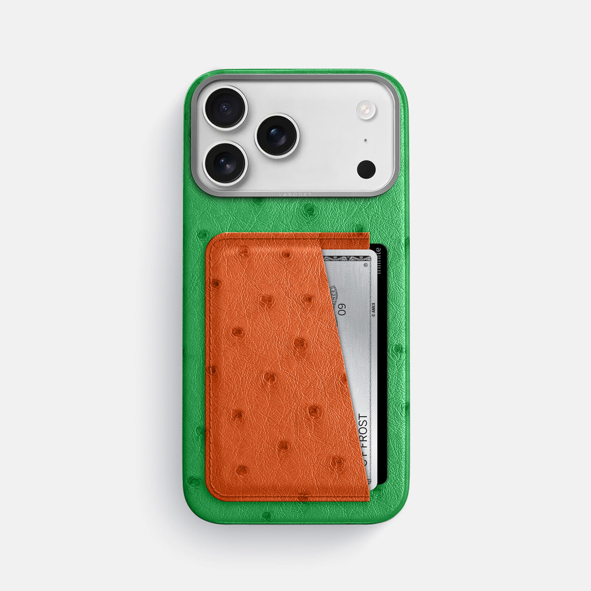 Double Card Case Coloré For iPhone 17 Pro Max In Ostrich -1 | Kentucky-Green-Steel
