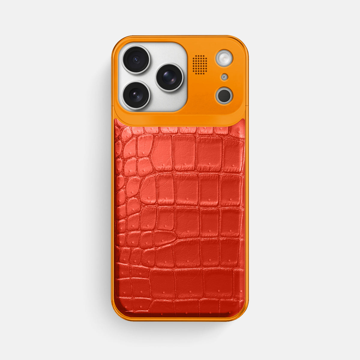 Metal Case For iPhone 17 Pro Max In Porosus Crocodile -1 | Rust-Orange