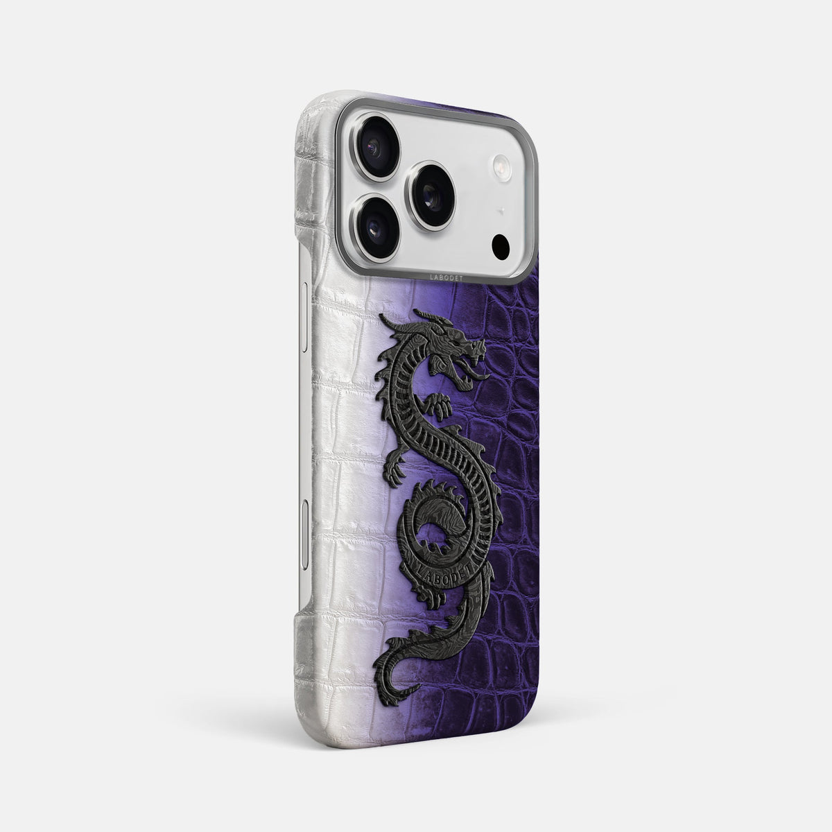 Classic Case With Carbon Dragon For iPhone 18 Pro Max In Himalayan Crocodile -2 | Purple-Steel