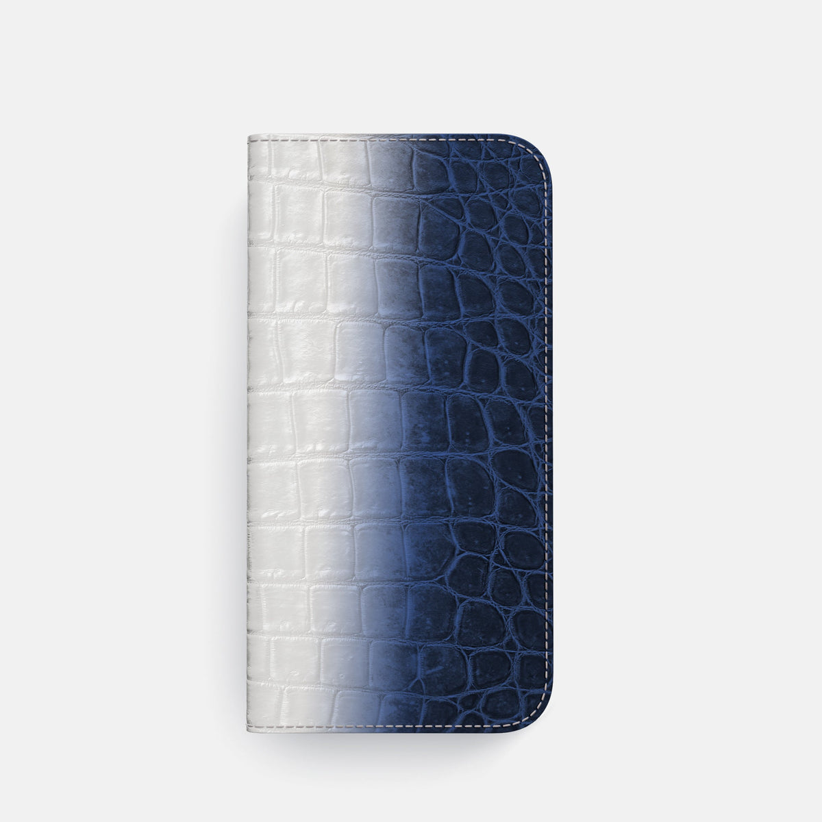 Folio Case with Card For iPhone 18 Pro In Himalayan Crocodile -4 | Navy-Blue-Steel