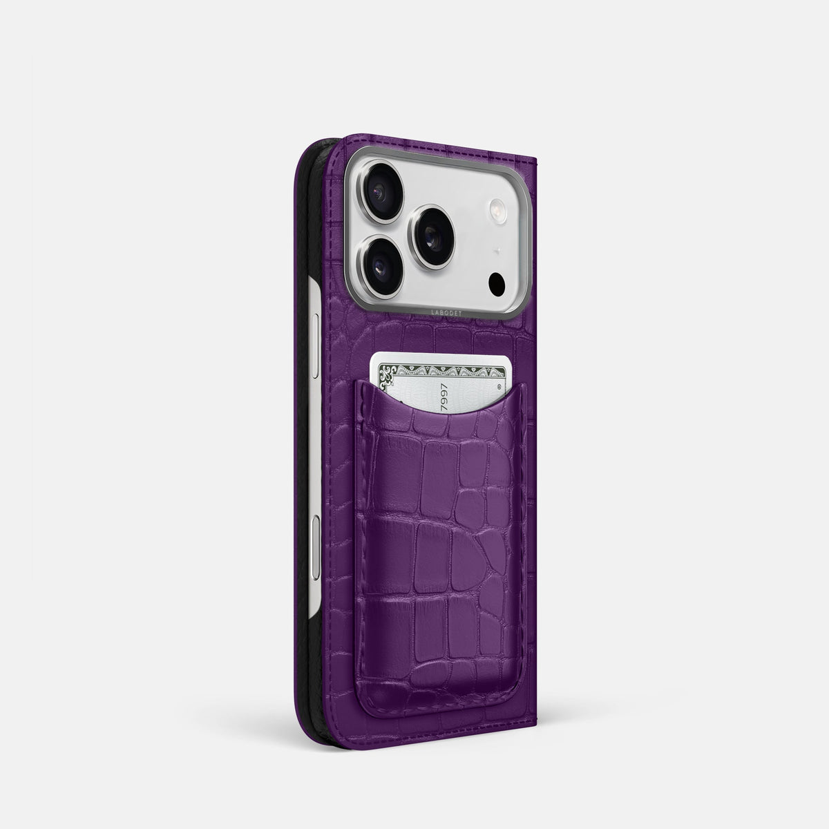 Folio Case with Card For iPhone 18 Pro In Alligator -1 | Purple-Steel