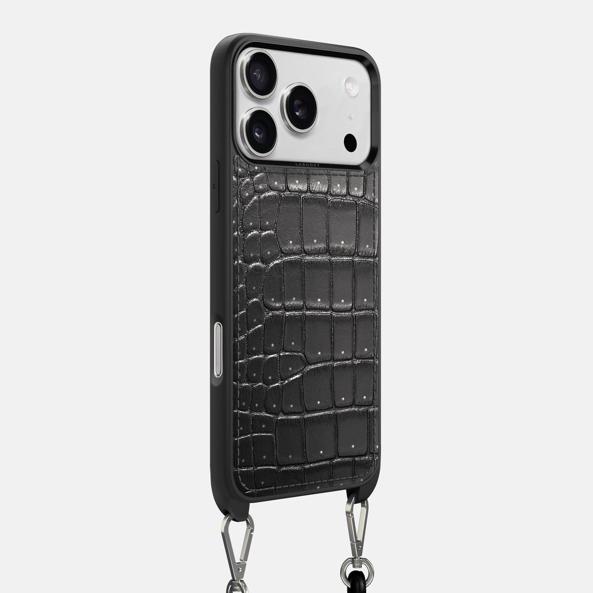 Crossbody Sport Case For iPhone 18 Pro Max In Porosus Crocodile -2 | Shiny-Black