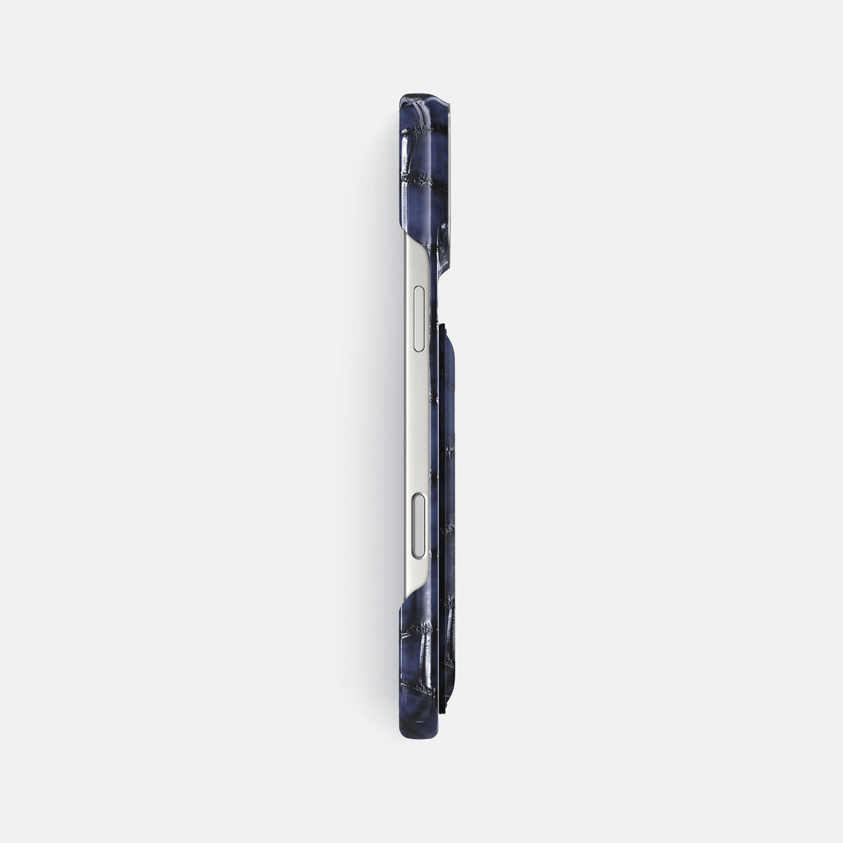 Double Card Case For iPhone 17 Pro Max In Patina Alligator -3 | Havana-Blue-Steel