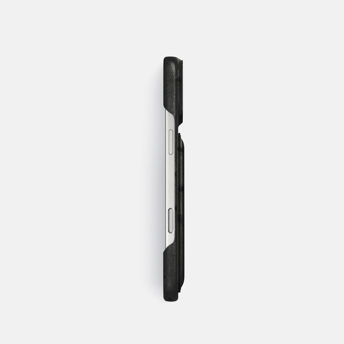 Double Card Case For iPhone 17 Pro In Ostrich -3 | Black-Black
