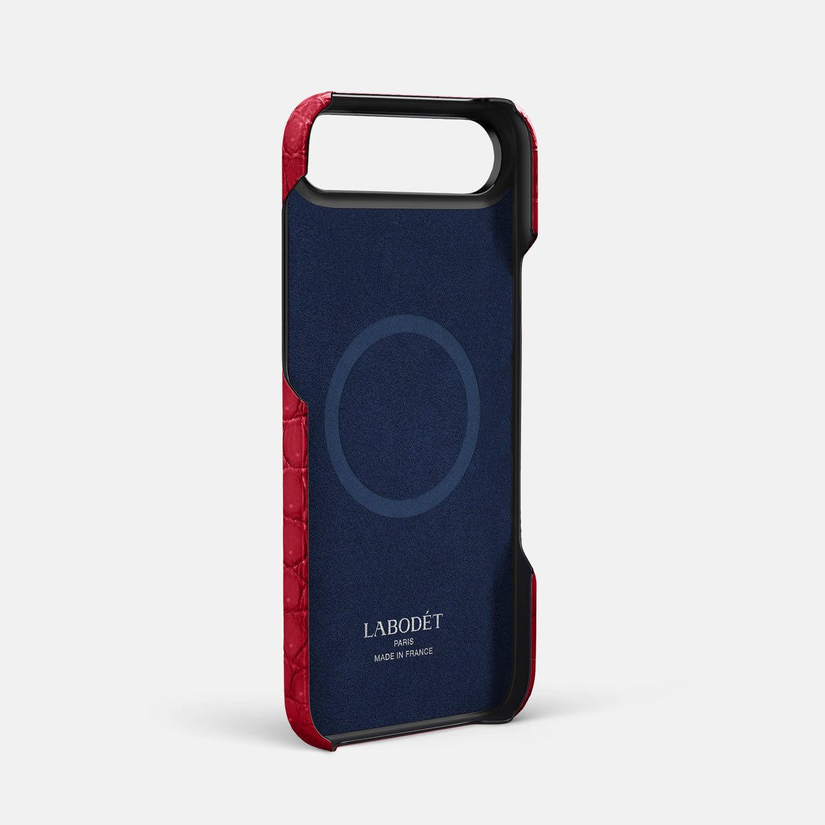 Handle Case For iPhone 17 Air In Porosus Crocodile -4 | Burgundy-Black