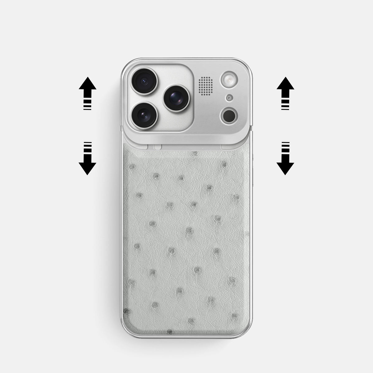 Metal Case For iPhone 17 Pro In Ostrich -2 | White-Steel