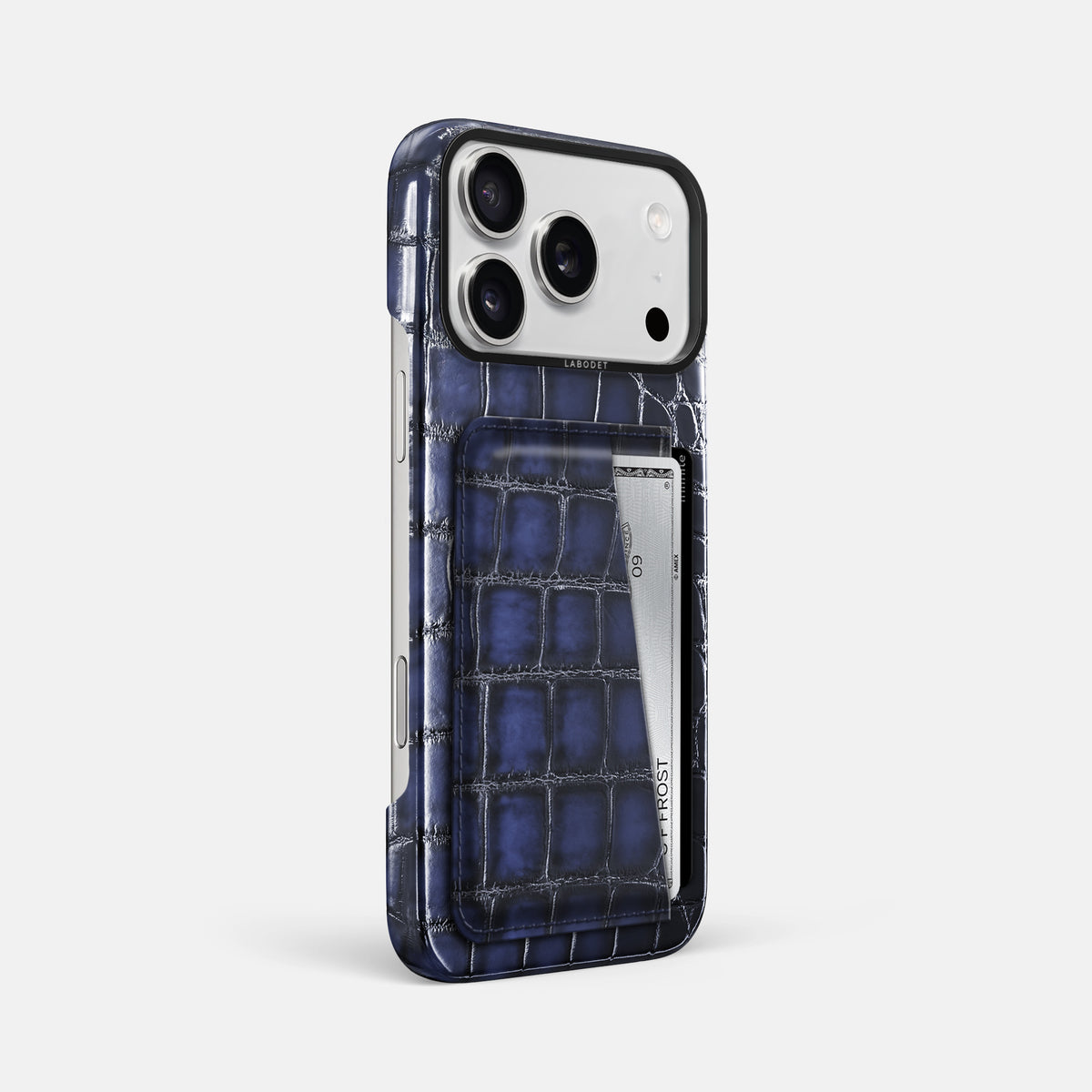 Double Card Case For iPhone 17 Pro Max In Patina Alligator -2 | Havana-Blue-Black