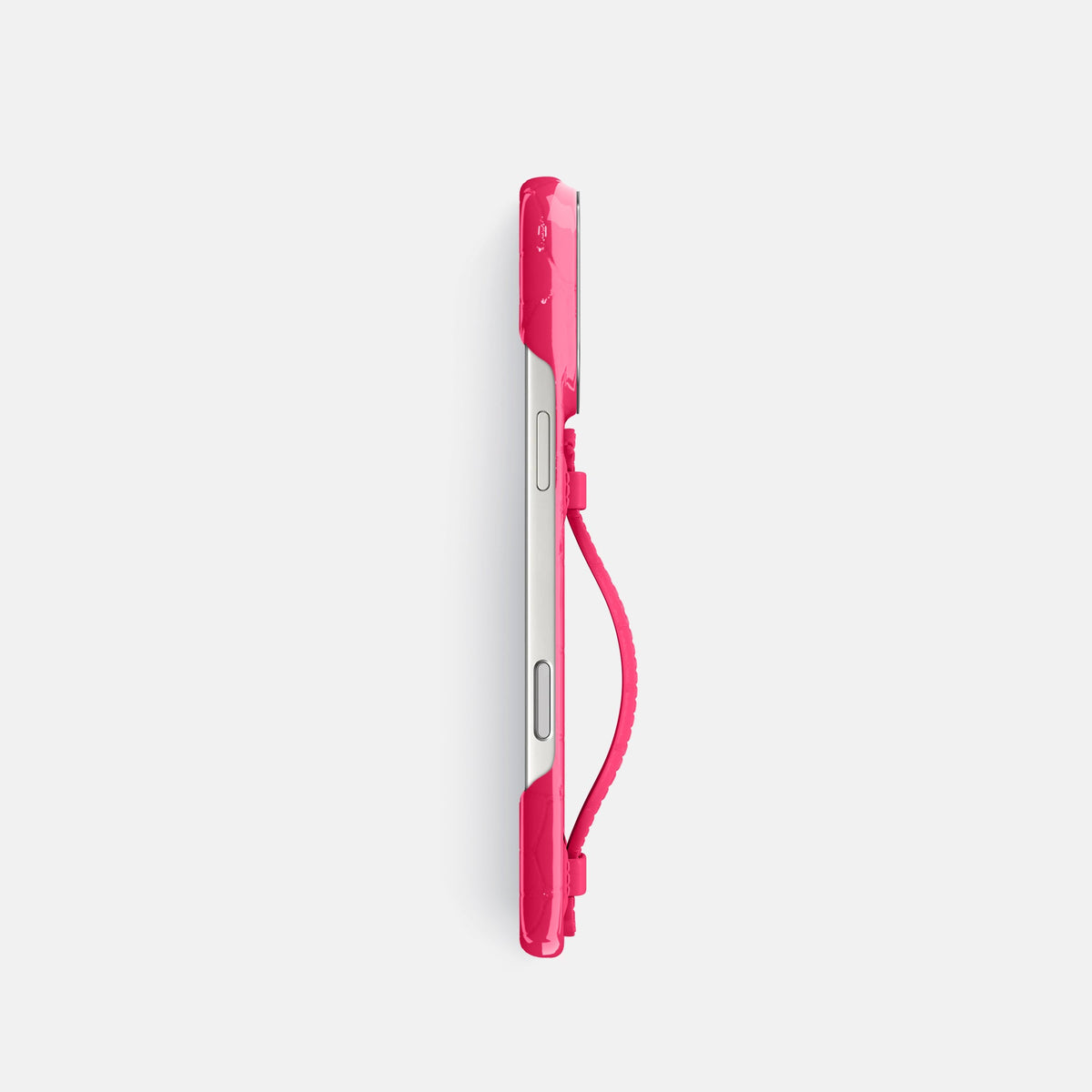 Center Handle For iPhone 18 Pro In Shiny Alligator -2 | Pink-Panther-Steel