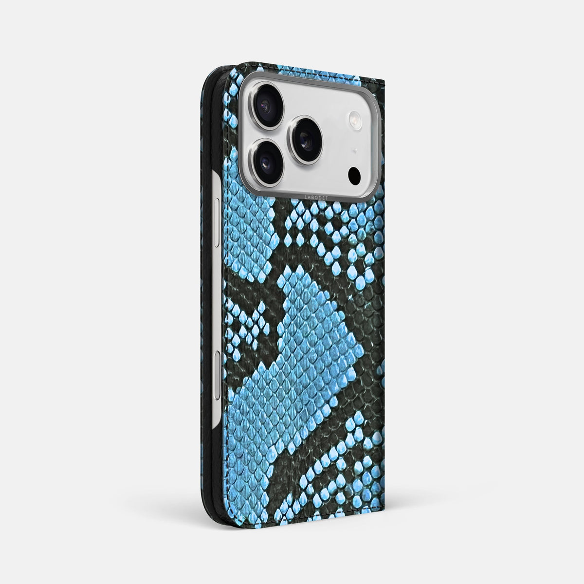 Folio Case For iPhone 18 Pro Max In Deluxe Python -1 | Pacific-Blue-Steel