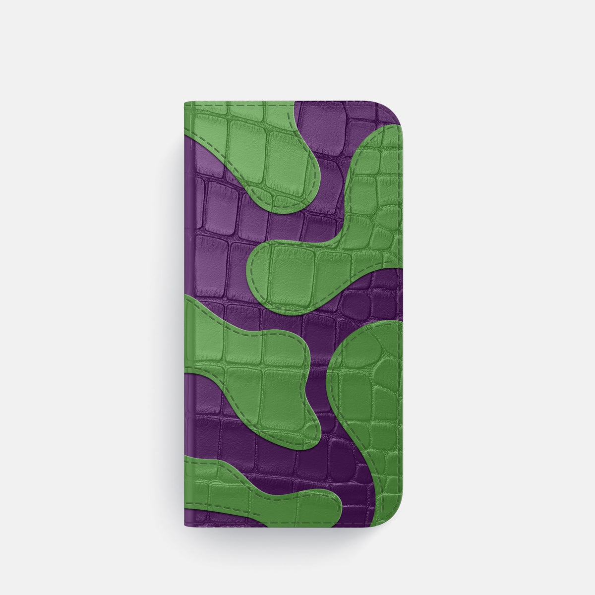 Camouflage Folio For iPhone 18 Pro In Alligator -4 | Purple-Black