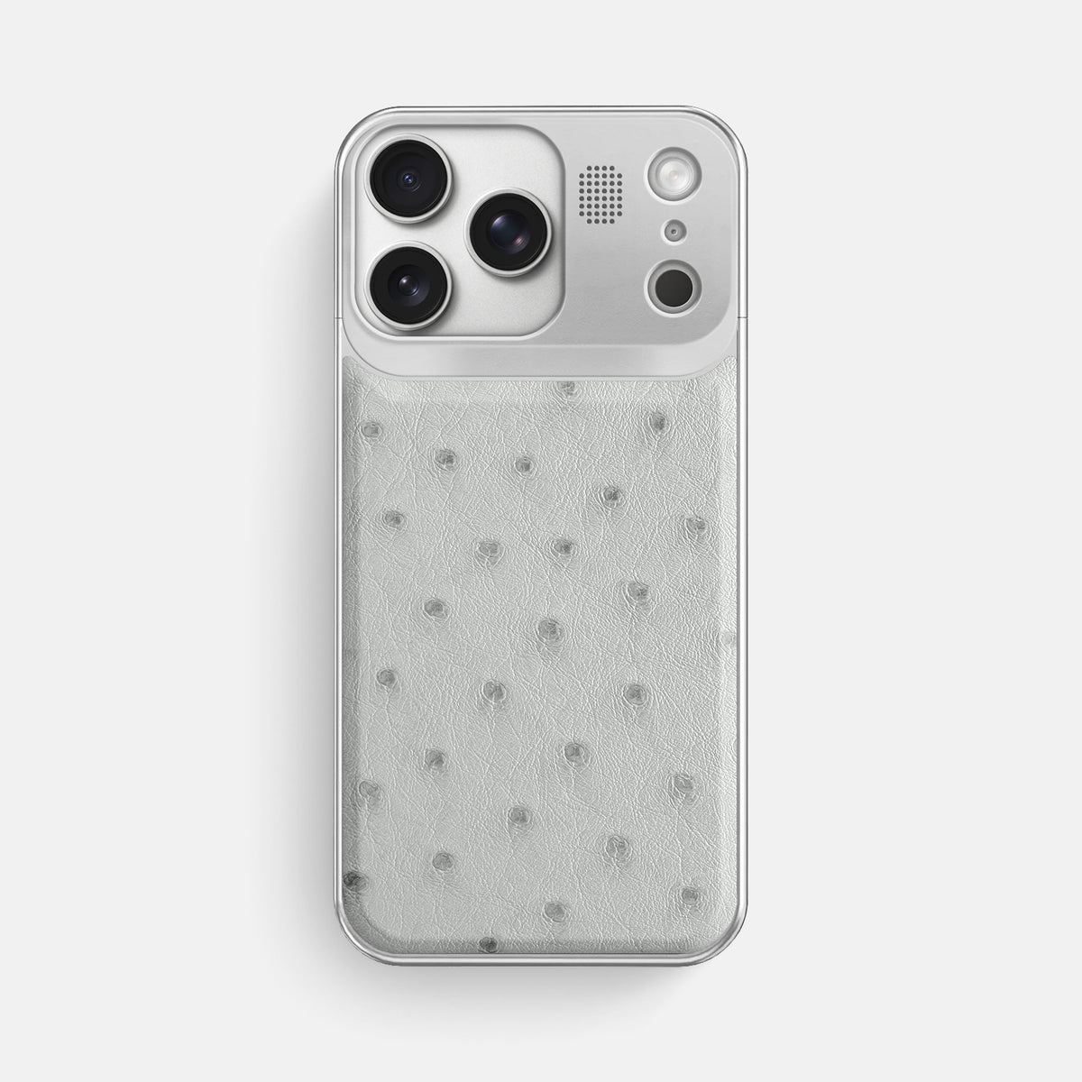 Metal Case For iPhone 17 Pro Max In Ostrich -1 | White-Steel